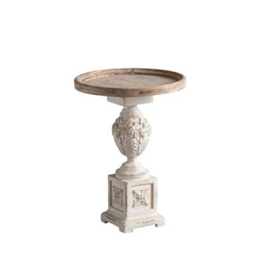 Imagem de Mesa de centro pequena para quarto, varanda, mesa lateral, sala de estar, sofá, mesa redonda pequena, simples, moderna, de madeira, mesa pequena