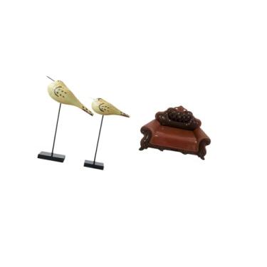 Imagem de Fenteer Estatuetas de Pássaros de Madeira Modernas E Esculturas em Miniatura de Sofás E Cadeiras para Decoração de Mesa, Quarto, Entrada, Micropaisagem Intern