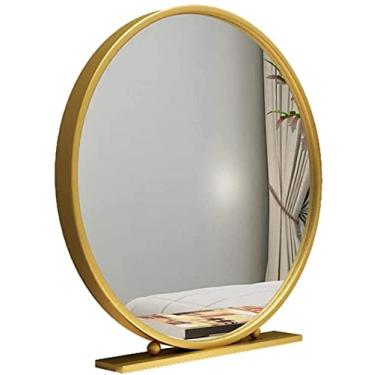 Imagem de Espelho decorativo de parede para pendurar, espelho redondo dourado com base, espelhos grandes para decoração de penteadeira, espelho de parede grande de 39,9-69,8 cm, espelho de vaidade moderno ()