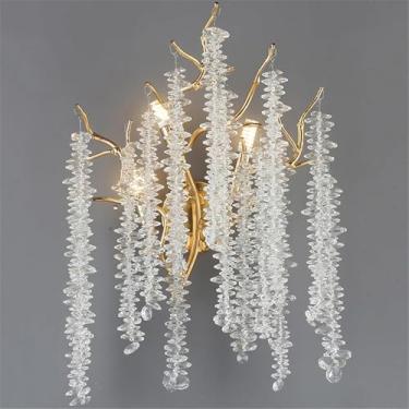 Imagem de Scoe De Parede De Cristal Moderno, Brah De Árvore De Cristal Com Borla Longa, Luminária De Parede Para Quarto, Sala De Estar, Sala De Jantar, Banheiro, Corredor, Gold