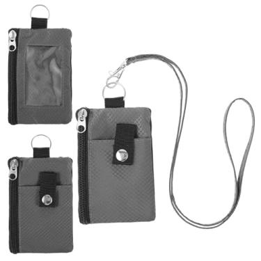 Imagem de Carteira pequena com bloqueio de RFID, resistente à água, zíper para identidade, bolsa de viagem, carteira de pescoço com cordão, porta-crachá com janela para identidade, para mulheres, homens