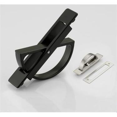 Imagem de CXYFQUUK Puxadores de Tatami Recessos de Liga de Zinco Giram Gaveta de Armário de Chão Puxa Acessórios de Ferragem de Móveis 2 Peças (Preto)