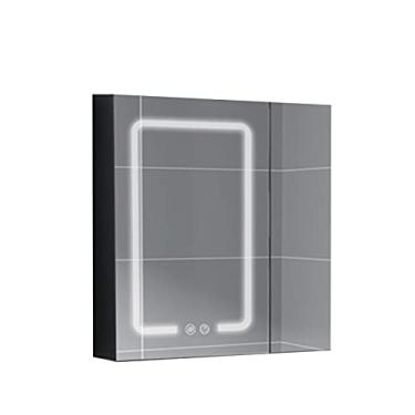 Imagem de Armário de espelho de banheiro armário montado na parede espelho sem neblina com armário de toque inteligente leve com prateleiras armário de armazenamento adequado para banheiro e varanda (tamanho