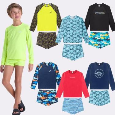 Imagem de Kit Sortido 6 Peças de Roupas Infantis Menino Moda Praia- 3 Camisas + 