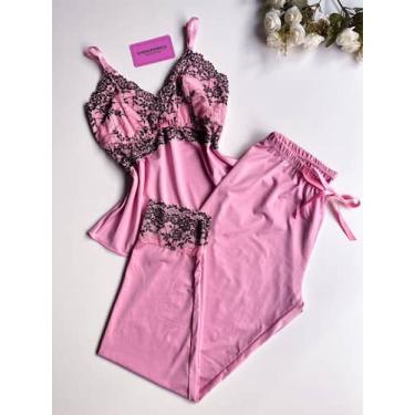 Imagem de Pijama Luxo - Maria Pimenta, Rosa com preto, G