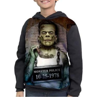 Imagem de Casaco Moletom Infantil Monstro Frankenstein Preso - smoke, Preto, 12