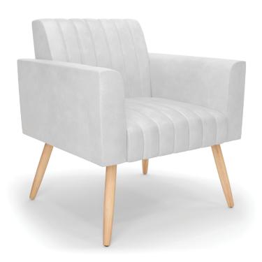 Imagem de Poltrona Viena Gomada Corano Branco Pés Palito Natural - D'Rossi