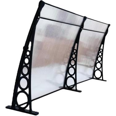 Imagem de Toldo Policarbonato 2,25x0,50m Cobertura para Portas e Janelas Imperial com Fita de Vedação Proteção Casa e Comércio com Filtros de Raios UV (TRANSPARENTE COM PRETO)