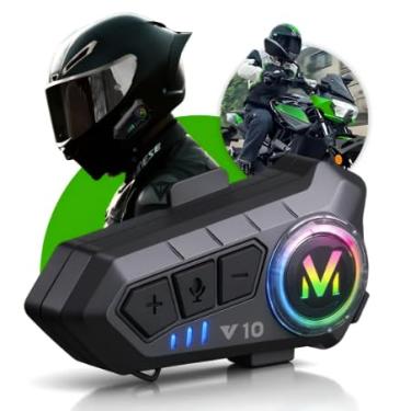 Imagem de Fone Bluetooth para Capacete de Moto, Headset com RGB, Sistema de Áudio e Microfone