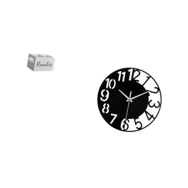 Imagem de Fenteer Organizador de Controle Remoto de Madeira Retrô E Relógio de Parede Silencioso de Acrílico para Mesa de Cabeceira, Sofá, Escritório, Hotel, Casa, Banh