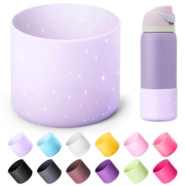 Imagem de Diumepo Bota de silicone para garrafa de água Owala 947 ml, capa protetora antiderrapante para garrafas de aço inoxidável Twist, FreeSip & Flip, base inferior (roxo brilhante)