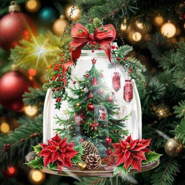 Imagem de Apanhador solar de acrílico colorido, decoração de janela suspensa de Natal com design de vitral impresso, apanhador de sol, arte de parede de arco-íris, ornamentos de Natal para uso interno e externo