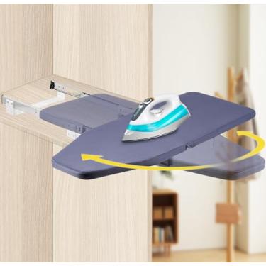 Imagem de Tábua de passar a ferro retrátil Tábua de passar a ferro dobrável com capa de tábua de passar a ferro resistente ao calor Armazene no armário economizando espaço