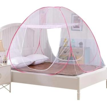 Imagem de Mosquiteiro tenda para cama de casal com 2 portas laterais, Dobrável e Portátil - Medida 200x150cm