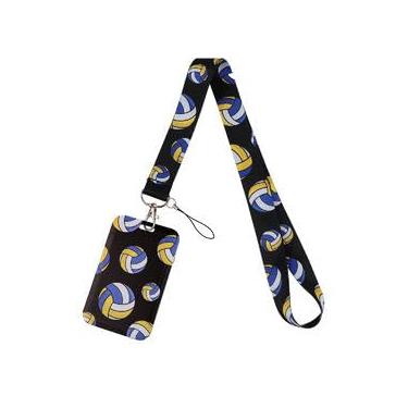 Imagem de Cordão para crachá com tema de vôlei, cordão legal para crachá de identificação, chaves para homens, mulheres, adolescentes e meninos, suporte de identificação escolar bonito para crachá, chaveiro