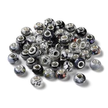 Imagem de 100 peças de contas europeias de resina Rondelle, varinha de fada com furo grande, contas de jardim, espaçadores soltos para canetas com contas DIY chaveiro corrente de cobra pulseira colar de joias