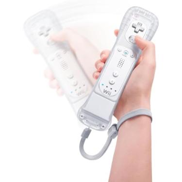 Imagem de 2 peças de capa protetora de silicone estendida de substituição preto e branco para controle remoto Nintendo Wii Motion Plus