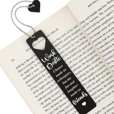 Imagem de Work Bestie Bookmark Chance Made Us Colleagues, Fun Made Us Friends, presente de metal preto para colega de trabalho amigo de despedida promoção agradecimento colega deixando LCS-BM-P26