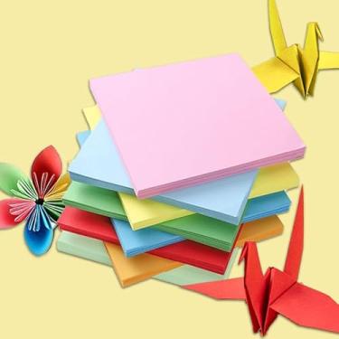 Imagem de 100 folhas de papel-cartolina de 15 x 15 cm, papel colorido de cartão de 10 cores sortidas para artesanato, faça você mesmo, álbum de recortes