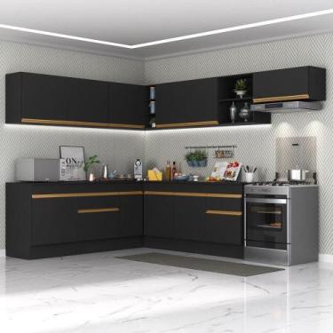 Imagem de Cozinha Completa De Canto Mp2103 Com Armário E Balcão Preta - MULTIMOV