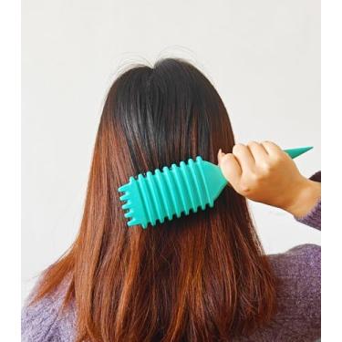 Imagem de Escova de cabelo para definição de cachos – verde, design oblongo com cerdas de nylon, flexível para pentear e modelar, unissex, 1 pacote