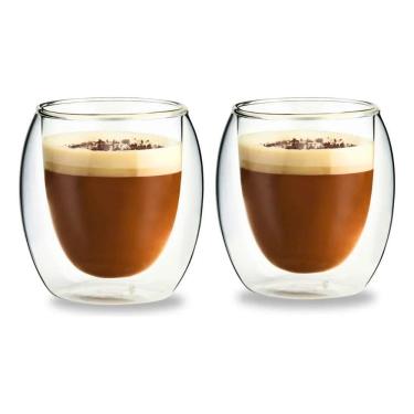 Imagem de 2X Kit 2 Xícara Parede Dupla Vidro Café Expresso Copo Caneca