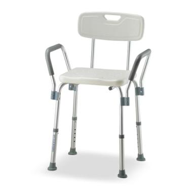 Imagem de Banqueta de Banho com Encosto e Apoio de Braço – Ajustável em Alumínio Até 135kg
