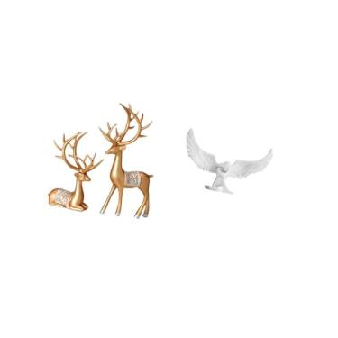 Imagem de Fenteer Estatueta de Resina de Anjo Rena Europeia, Artesanato Colecionável, Escultura de Amante de Veados, Ornamento para Escritório, Inauguração de Casa, Est