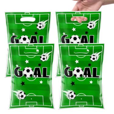 Imagem de Agaommio Sacos de brinde de futebol, lembrancinhas de festa, 50 peças de sacolas de presente de futebol para equipe, guloseimas, doces, decoração de festa de futebol, presentes para crianças