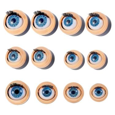 Imagem de PH PandaHall 4 tamanhos de olhos de segurança 3D 4 pares de globo ocular meio redondo com cílios azuis amigurumi artesanato bola de olho simulado de fantoche de pelúcia para urso fantoche artesanato