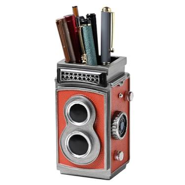 Imagem de HDMbigmi Suporte de caneta para câmera, pincel de maquiagem, organizador retrô de resina para escritório, escola e casa (laranja)