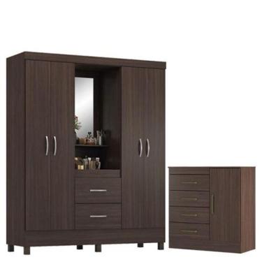 Imagem de Guarda Roupa Casal Capelinha Lord Com Cômoda Montevidéu Café Touch - D