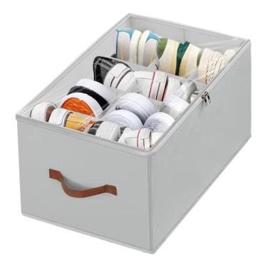 Imagem de XiflLife Organizador de sapatos para armário, caixa organizadora dobrável de armazenamento de sapatos com capa transparente e alças resistentes, caixa de armazenamento de sapatos para tênis, sandálias