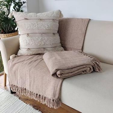 Imagem de Manta para Sofá Gigante 100% Algodão Artesanal Decorativa Mesclada – Conforto e Estilo para Sofá e Cama (BEGE MESCLA)