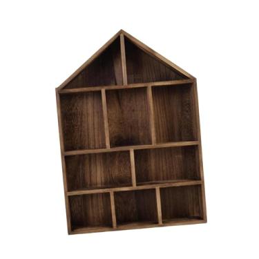 Imagem de YWJLQH Expositor tipo caixa de sombra com 10 compartimentos, prateleira suspensa flutuante para óculos, cosméticos, bugigangas e latas de temperos, Marrom Escuro