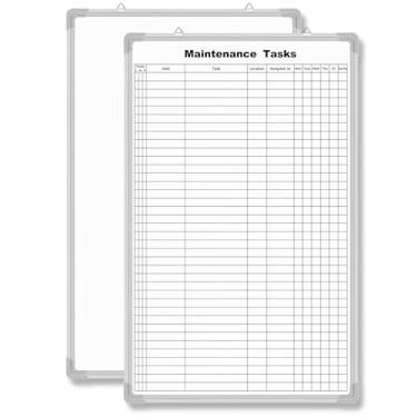 Imagem de AmazingSpark Quadro branco forrado de 91 x 61 cm, quadro branco quadriculado, quadro apagável a seco, reutilizável, quadro branco montado na parede para agendamento, listas de planejamento semanal