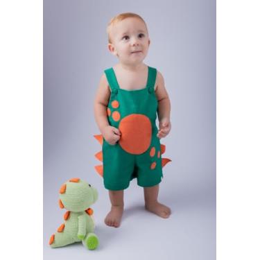 Imagem de Fantasia dinossauro infantil criança unissex macacão dino menino menina (Rosa, 2 Anos)