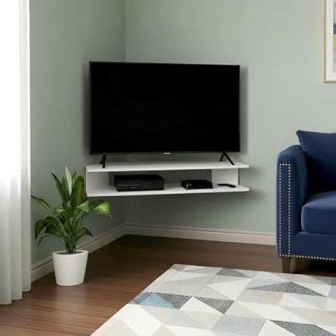 Imagem de Rack Suspenso para TV de até 50” Aparador Bancada Estante de Canto Branco