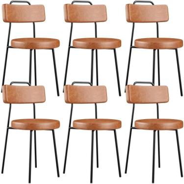 Imagem de Kit 06 Cadeiras Decorativas Estofada Para Sala De Jantar Barcelona L02 Couríssimo Camel - Lyam Decor