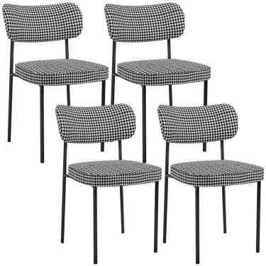 Imagem de Kit 04 Cadeiras Decorativas Estofada Sala Jantar Melina L02 Pied Poule - Lyam Decor