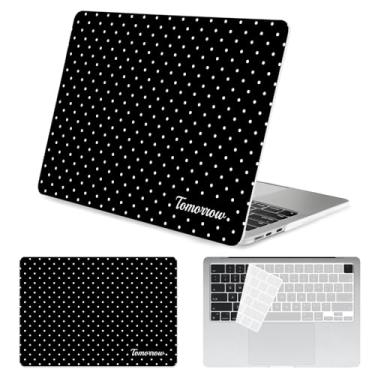 Imagem de Seorsok Compatível com a nova capa MacBook Air de 13,5 polegadas M4 M3 M2 2025 2024-2022 versão A3240 A2681 A3113 Touch ID, capa rígida de plástico de bolinhas preta texturizada creme premium e capa