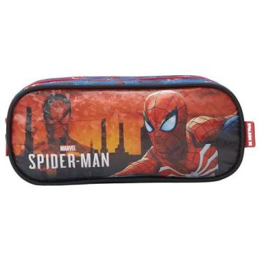 Imagem de Estojo Escolar Infantil 2 Compartimentos Spider Man Games - Xeryus, Az