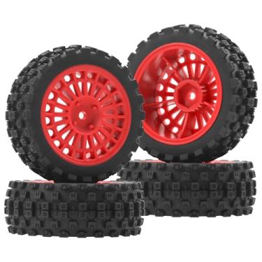 Imagem de ShareGoo OD 73mm RC 1/10 On Road Tires & Wheel Rims Plastics 12mm Hex Compatible with Tamiya TT01 Kyosho WR8 Traxxas 4Tec 2.0 WLtoys HPI 1/10 RC On Road Racing & Touring Car (Red)