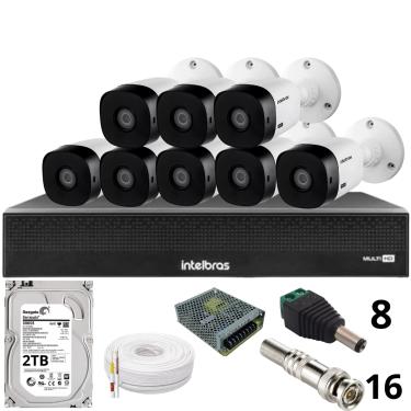Imagem de Kit 8 Câmeras Intelbras 1120b Full Hd Dvr Mhdx 1016-c Intelbras Com Detecção De Movimentos Hd 2tb