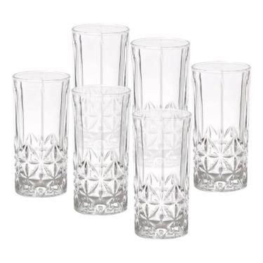 Imagem de 2X Jogo 6 Copos Altos Importados Em Vidro Lapidado - Larador