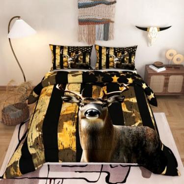 Imagem de Namoxpa Conjunto de edredom para crianças e adultos, estampa de bandeira americana 3D com cores brilhantes, conjunto de edredom decorativo com 2 fronhas, tamanho casal