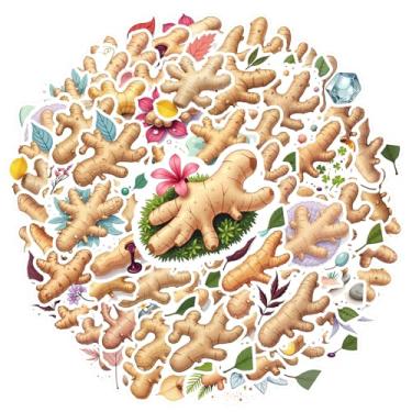 Imagem de 70 peças de adesivos botânicos de gengibre de gengibre natural de plantas graffiti à prova d'água para telefone faça você mesmo, guitarra, notebook, mala, copo faça você mesmo, telefone, laptop