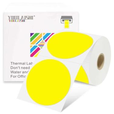 Imagem de YOULAISHI Etiquetas redondas de codificação de cores de 7 x 7 cm, etiquetas térmicas circulares, imprimíveis, à prova d'água, 500 peças, adesivos redondos para escritório, casa, garagem, adesivos DIY