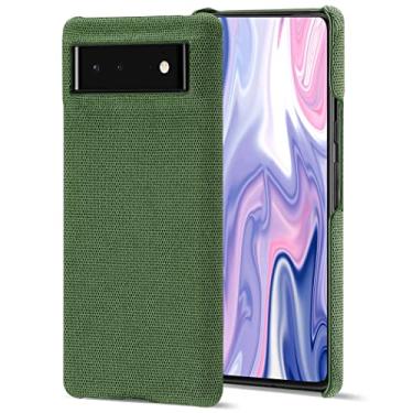Imagem de Capa para celular Google Pixel 6, capa protetora verde à prova de choque para smartphone com cobertura de tecido de feltro, capa de celular com bordas elevadas para proteção total