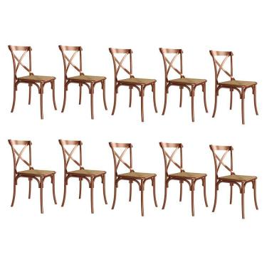 Imagem de Kit 10 Cadeiras Cross Katrina Cobre Assento Bege New Green - Aço - Preto